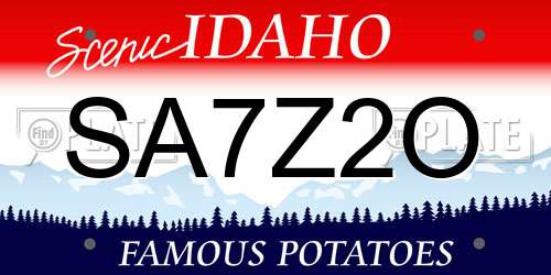 SA7Z2O Idaho License Plate