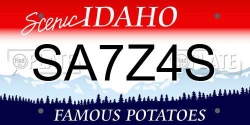 SA7Z4S Idaho License Plate