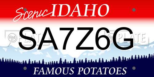 SA7Z6G Idaho License Plate