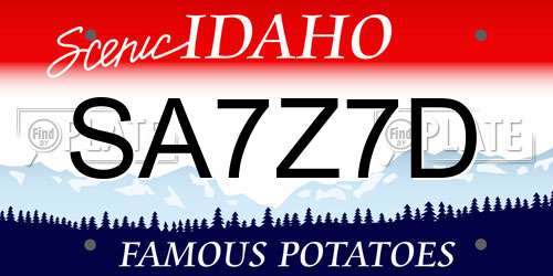 SA7Z7D Idaho License Plate