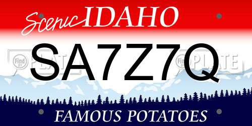 SA7Z7Q Idaho License Plate