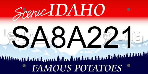 SA8A221 Idaho License Plate