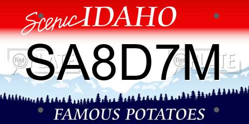 SA8D7M Idaho License Plate