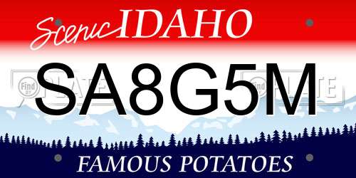 SA8G5M Idaho License Plate