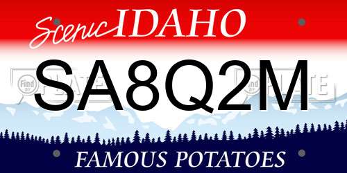 SA8Q2M Idaho License Plate