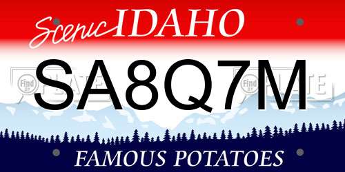 SA8Q7M Idaho License Plate