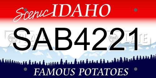 SAB4221 Idaho License Plate