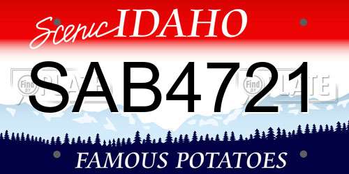 SAB4721 Idaho License Plate