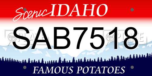 SAB7518 Idaho License Plate
