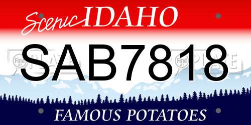 SAB7818 Idaho License Plate