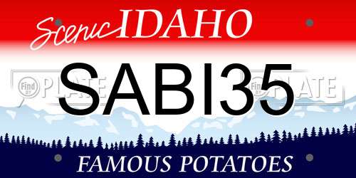 SABI35 Idaho License Plate