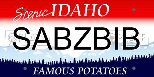 SABZBIB Idaho License Plate