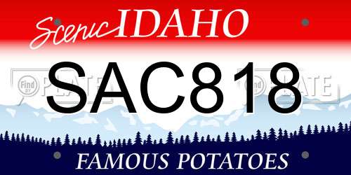 SAC818 Idaho License Plate