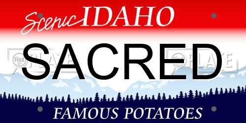 SACRED Idaho License Plate