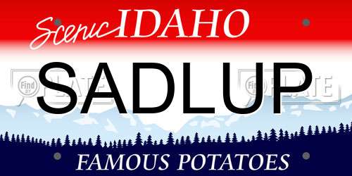 SADLUP Idaho License Plate