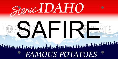 SAFIRE Idaho License Plate