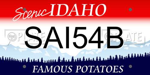 SAI54B Idaho License Plate