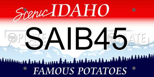 SAIB45 Idaho License Plate