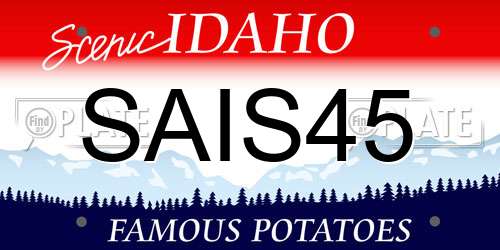 SAIS45 Idaho License Plate