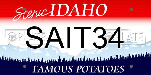 SAIT34 Idaho License Plate