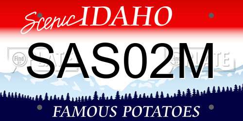 SAS02M Idaho License Plate