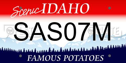 SAS07M Idaho License Plate