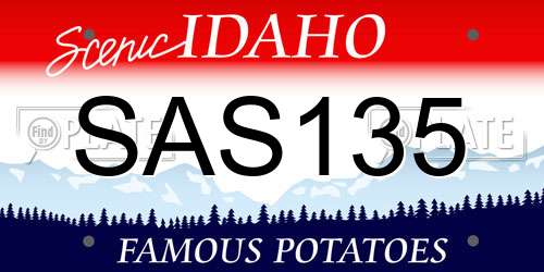 SAS135 Idaho License Plate