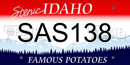 SAS138 Idaho License Plate