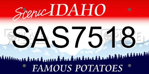 SAS7518 Idaho License Plate