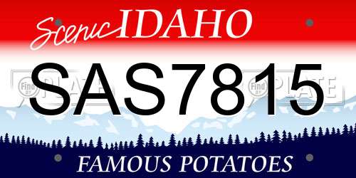 SAS7815 Idaho License Plate