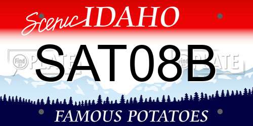 SAT08B Idaho License Plate