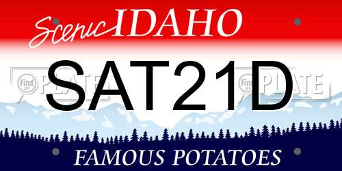 SAT21D Idaho License Plate