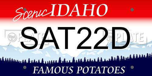 SAT22D Idaho License Plate