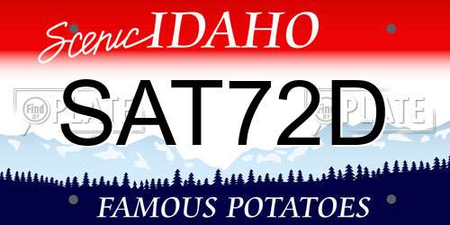 SAT72D Idaho License Plate