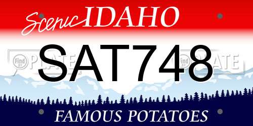 SAT748 Idaho License Plate