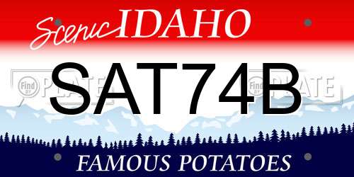 SAT74B Idaho License Plate