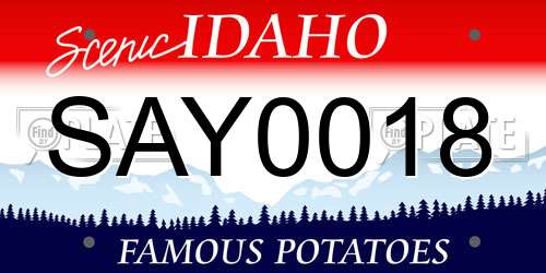 SAY0018 Idaho License Plate