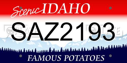 SAZ2193 Idaho License Plate