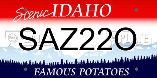 SAZ22O Idaho License Plate