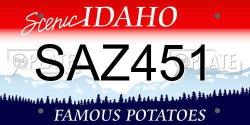 SAZ451 Idaho License Plate