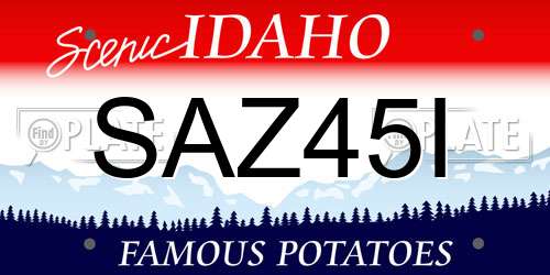 SAZ45I Idaho License Plate