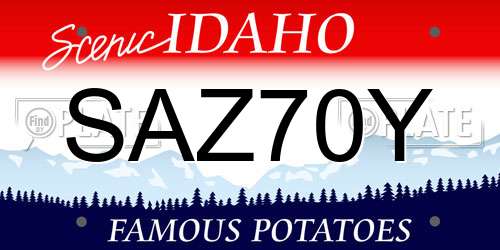 SAZ70Y Idaho License Plate