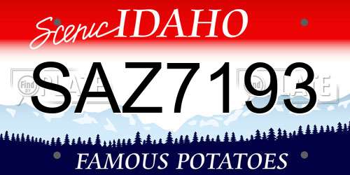 SAZ7193 Idaho License Plate
