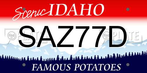 SAZ77D Idaho License Plate
