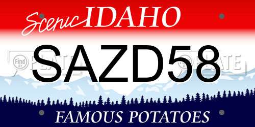 SAZD58 Idaho License Plate