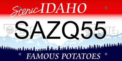 SAZQ55 Idaho License Plate