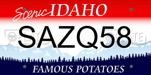 SAZQ58 Idaho License Plate