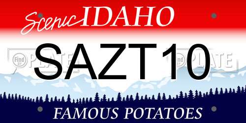 SAZT10 Idaho License Plate