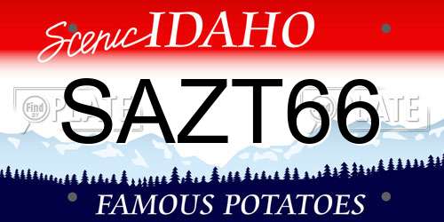 SAZT66 Idaho License Plate