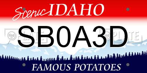 SB0A3D Idaho License Plate